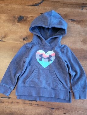 Under Armour Girls' Gray Hoodie with Glitter Heart Logo